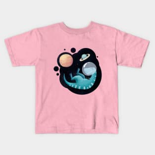 Dinosaur in space Kids T-Shirt